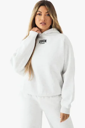 Boohoo Womens Dsgn Studio Collegiate Embroidered Oversized Hoodie - Cotton - Size Small