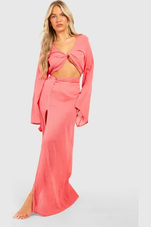 Boohoo Womens Crinkle Twist Top & Maxi Skirt Beach Co-ord - - Size Small