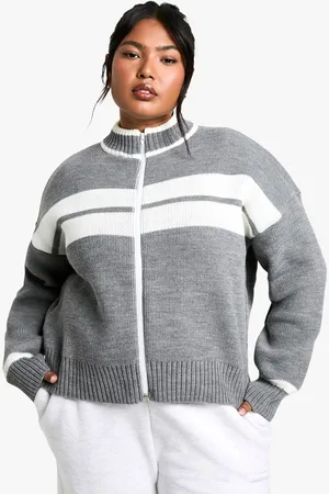 Boohoo Womens Plus Zip Through Stripe Cardigan - - Size UK 20-22 (Womens)