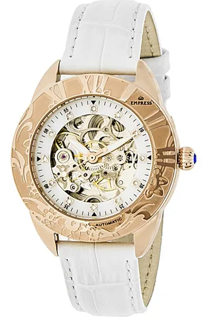 Empress Womens Godiva Automatic MOP Leather-Band Watch - Stainless Steel - One Size