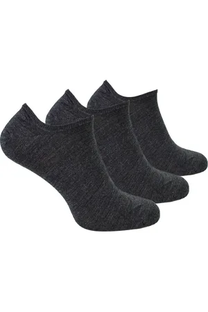 Steven 3 Pairs Multipack Mens Merino Wool Invisible Socks - Charcoal - - Size UK 6-8