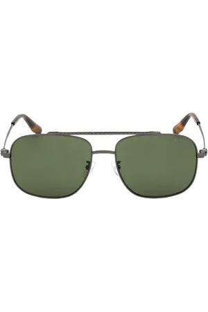 BMW Unisex Shiny Gunmetal Framed Green Lensed Sunglasses - - One Size