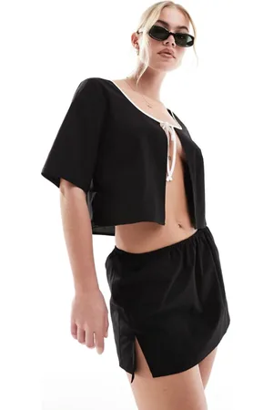 SNDYS Womens cotton side split mini skirt co-ord in - Size 2XL