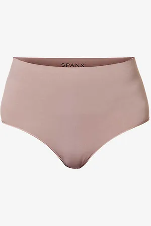Spanx Ecocare High-rise Stretch-woven Thong In Chestnut Brown