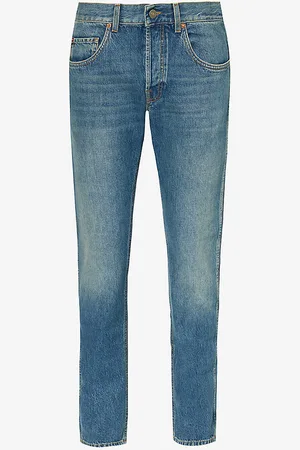 Slim-Fit Tapered Logo-Jacquard Jeans