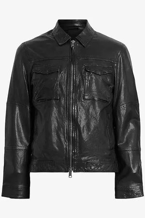 Zip-detail leather biker jacket - Man