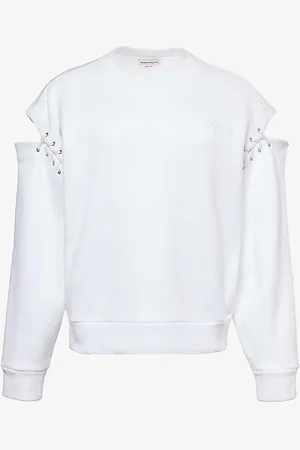 Alexander McQueen Shadow Rose cocoon-sleeve cotton sweatshirt - White