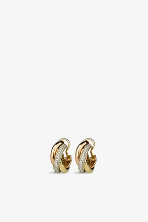 Cartier Trinity 18ct White-Gold, 18ct Rose-Gold, 18ct Yellow-Gold and 0.4ct Brilliant-Cut Diamond Earrings