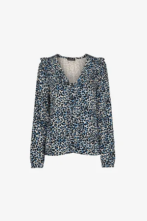 Whistles Womens Lenny Leopard-Print Woven Top