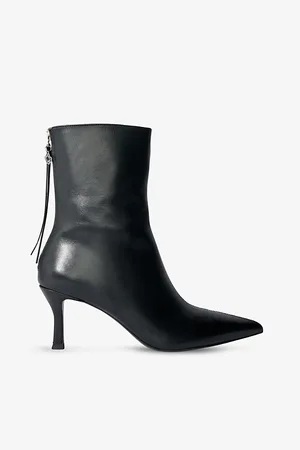 Maje Womens Clover-Embellished Kitten-Heel Leather Ankle Boots