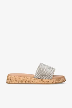 Carvela Womens Cloud Crystal-Embellished Faux-Leather Mules