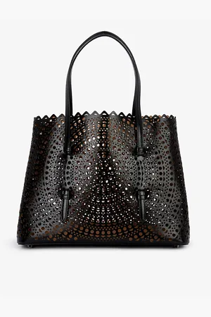 Alaïa Womens Mina 32 Laser-Cut Leather Tote Bag