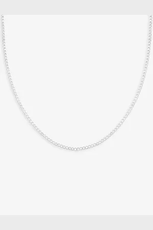 Astrid & Miyu Womens Gleam Rhodium-Plated Brass and Zirconia Chain Necklace