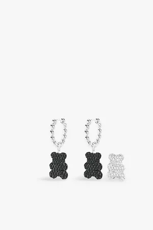 APM Monaco Womens Baby Mood Yummy Bear Sterling- and Cubic Zirconia Hoop Earrings