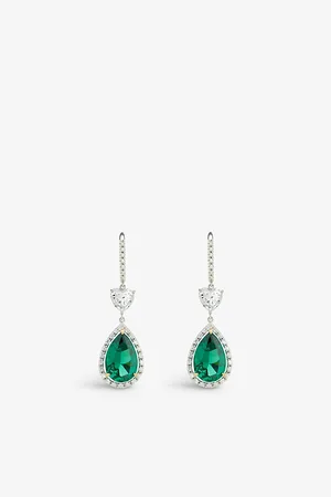 CARAT* London Womens Ren Sterling- and Cubic Zirconia Drop Earrings