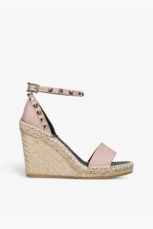 VALENTINO GARAVANI Womens Rockstud 105 Leather Espadrille Wedges