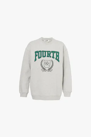 4th & Reckless Womens Arlo Text-Embroidery Cotton-Jersey Sweatshirt