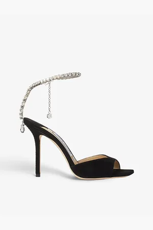Jimmy Choo Womens Saeda Crystal-Embellished Suede Courts