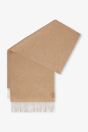 Loewe Womens Logo-Patch Fringed Cashmere Scarf
