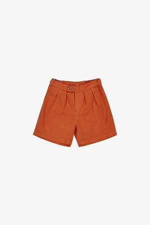 Caramel Arum Pleated Cotton-Twill Shorts 3-12 Years