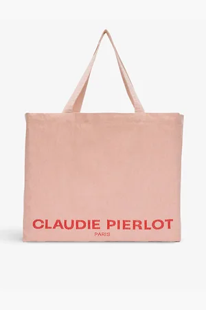 Claudie Pierlot Womens Logo-Print Oversized Recycled Cotton-Blend Tote Bag