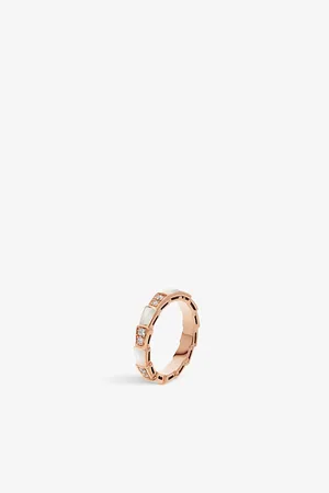 Bvlgari Serpenti Viper 18ct Rose-Gold, 0.21ct Diamond and Mother-Of-Pearl Ring