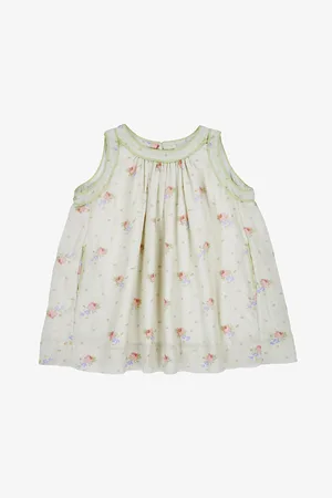 Caramel Ginger Floral-Embroidered Linen Dress 3 Months - 12 Years