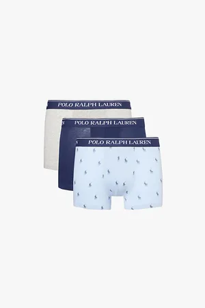 Ralph Lauren Mens Logo Waistband Classic-Fit Stretch-Cotton Trunks Pack Of Three