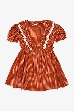 Caramel Orca Polka Dot Cotton Dress 3-12 Years
