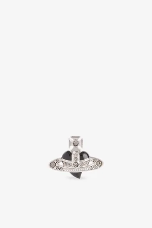 Vivienne Westwood Mens Diamante Heart Orb-Embellished Platinum-Plated Brass Earring