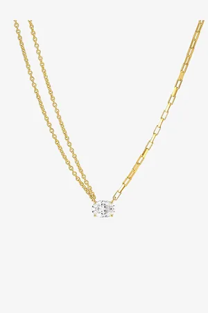 Sif Jakobs Ellisse Uno 18ct Yellow -Plated Sterling Silver and Zirconia Pendant Necklace