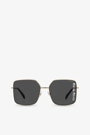 Miu Miu Womens Mu51Ys Square-Frame Metal Sunglasses