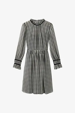 LK Bennett Womens Verity Gingham-Pattern Woven Mini Dress