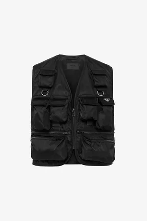 Prada Mens Logo-Print Quilted-Pattern Re-Nylon Vest