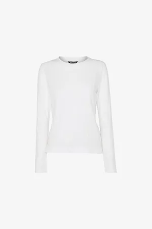 Whistles Womens Long-Sleeve Crew-Neck Cotton Top