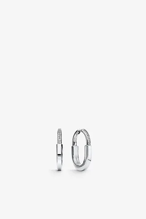 Tiffany & Co. Tiffany Lock Medium 18ct White-Gold and 0.19ct Diamond Hoop Earrings
