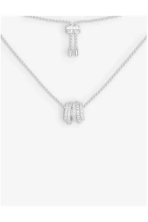 APM Monaco Womens Hoop-Link Sterling- and Zirconia Necklace