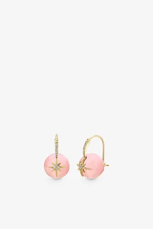 Sydney Evan Starburst Bead 14ct Yellow-Gold Opal and 0.09ct Diamond Earrings