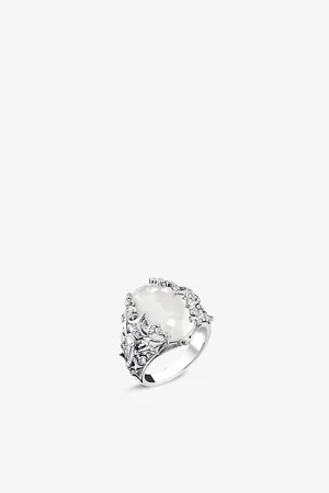 Thomas Sabo Womens Embellished Sterling Silver, Zirconia and Milky Quartz Cocktail Ring