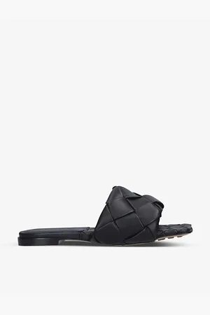 Bottega Veneta Womens Intrecciato-Woven Leather Mules