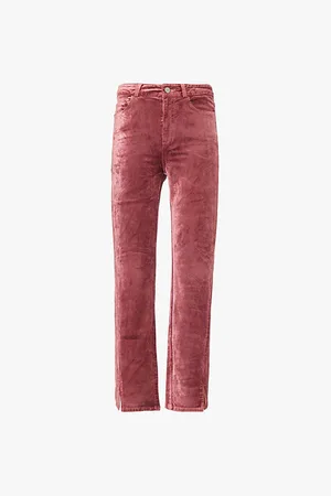 Paige Womens Cindy Velvet Tapered-Leg Mid-Rise Stretch-Cotton Blend Trousers