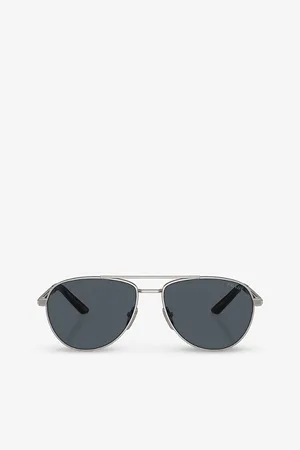 Prada Mens Pr A54S Pilot-Frame Metal Sunglasses