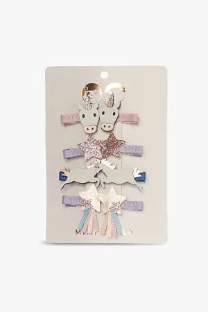 MIMI & LULA Unicorn Set Of Eight Mini Fabric Hair Clips