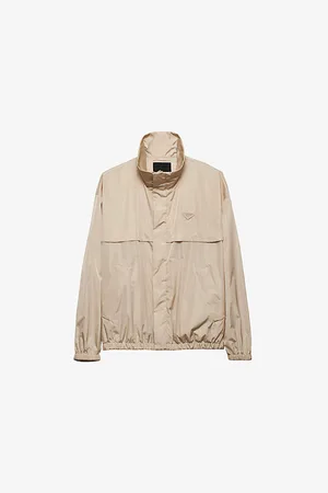 Prada Mens Logo-Embroidered Funnel-Neck Nylon Jacket