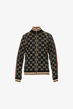 Gucci Mens Monogram Side-Stripe Cotton-Jersey Jacket