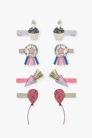 MIMI & LULA Bday Theme Pack Of Eight Fabric Hair Clips
