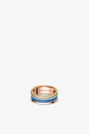 Boucheron Mens Quatre Edition 18ct Rose-Gold, Yellow-Gold, White-Gold, Ceramic and 0.24ct Diamond Ring