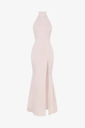 House Of Cb Womens Juliette Halter-Neck Split-Hem Stretch-Woven Maxi Dress