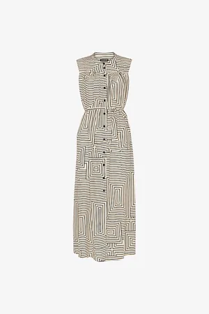 Whistles Womens Ilana Graphic-Print Sleeveless Woven Midi Dress