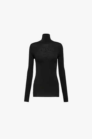 Prada Womens Superfine Turtleneck Wool Knitted Jumper
